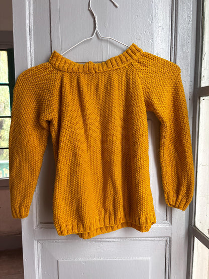 Handmade Mustard Yellow Knitted Jumper & Beanie Set, Vintage Children's Knitwear, Grandma Knit Sweater, Cozy Winter Outfit