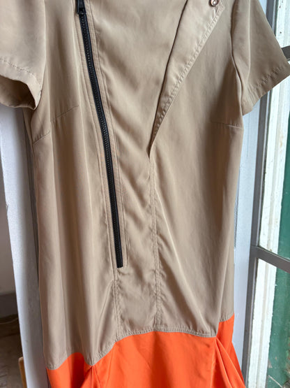 Designer Colour Block Dress, Spanish Designer Dress, Modern Zip Front Dress, Avant Garde Dress, Minimalist Midi Dress, Size EU 38