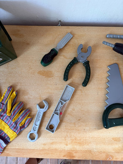Bosch Klein Kids Workbench Tool Set | Toy Toolbox , Pretend Play Builder Kit | Wooden Workbox | Montessori Style Gift