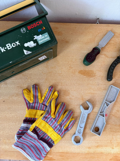 Bosch Klein Kids Workbench Tool Set | Toy Toolbox , Pretend Play Builder Kit | Wooden Workbox | Montessori Style Gift