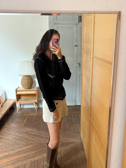 Vintage Emporio Armani Cardigan Black Knit, Designer Wool Blend Sweater,  Women's S
