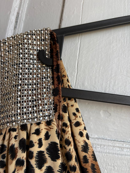 Y2K Leopard Print Cowl Neck Mini Dress, Made in France, Animal Print Bodycon Dress, 2000s Party Dress, Going Out Dress, Mob Wife Aesthetic