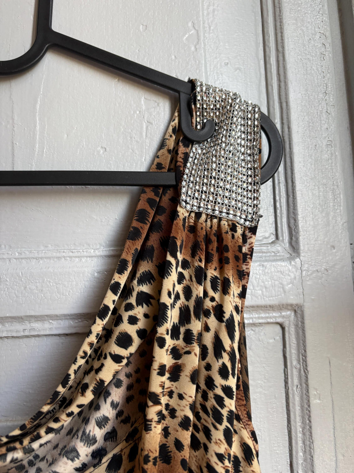 Y2K Leopard Print Cowl Neck Mini Dress, Made in France, Animal Print Bodycon Dress, 2000s Party Dress, Going Out Dress, Mob Wife Aesthetic