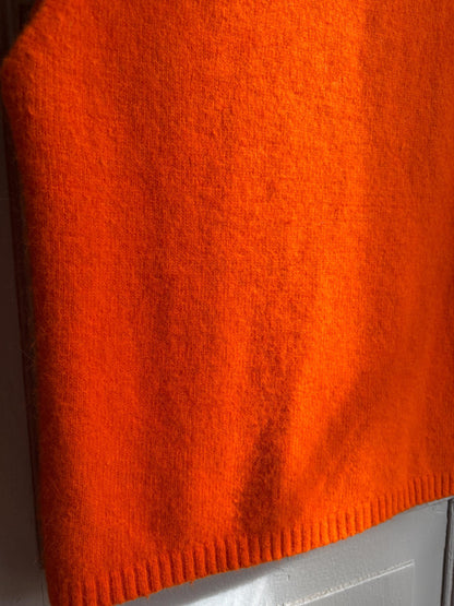 Y2K Orange Angora Turtleneck Tank Top, Soft Knit Sleeveless Sweater, Bright Pumpkin Orange Mock Neck Top, 2000s Minimalist Knit