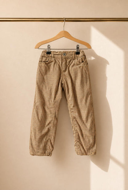 Steiff Kids Checkered Trousers, Vintage Style Cotton Pants, Beige Elastic Waist Trousers, Toddler Outfit, German Designer, Size 98