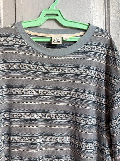 Vintage Quiksilver Tribal Stripe T Shirt, Men's Surf Tee, Festival Shirt, Y2K Skate T Shirt, Size L