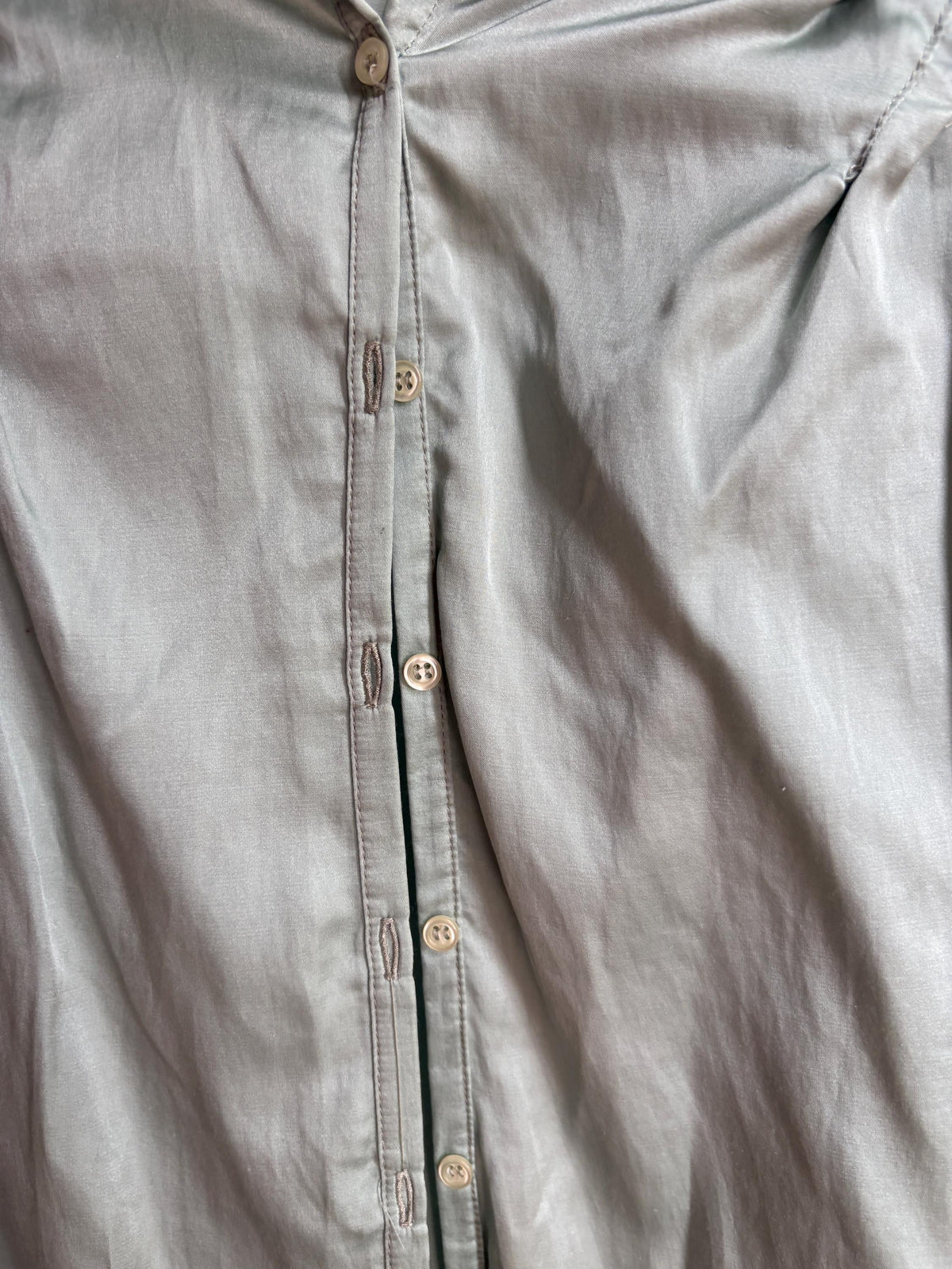 Silk Blend Mint Blouse, Sage Green Shirt, Y2K Minimalist Top, Vintage Silk Button Up, Made in Spain, Soft Satin Blouse
