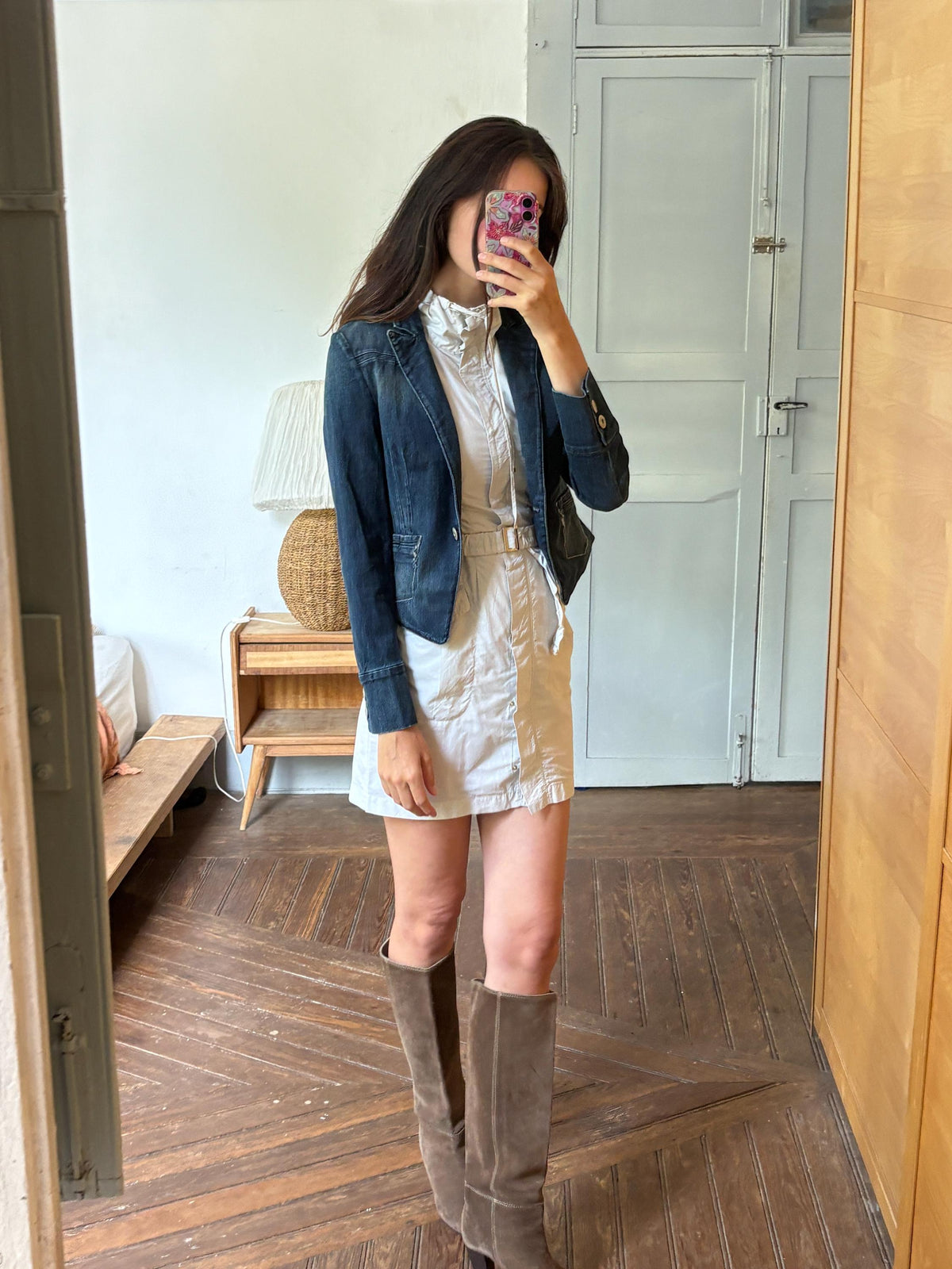 Escada Sport Denim Blazer, Made in Italy Jacket, Dark Wash Cotton Blazer, Designer Denim Jacket, Fitted Y2K Blazer, Luxury Vintage