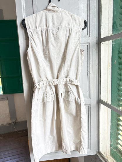 Weekend Max Mara Safari Dress, Utility Shirt Dress, Designer Cotton Dress, Beige Mini Dress, Italian Luxury, Old Money Y2K, Belted Dress