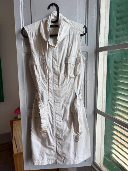 Weekend Max Mara Safari Dress, Utility Shirt Dress, Designer Cotton Dress, Beige Mini Dress, Italian Luxury, Old Money Y2K, Belted Dress