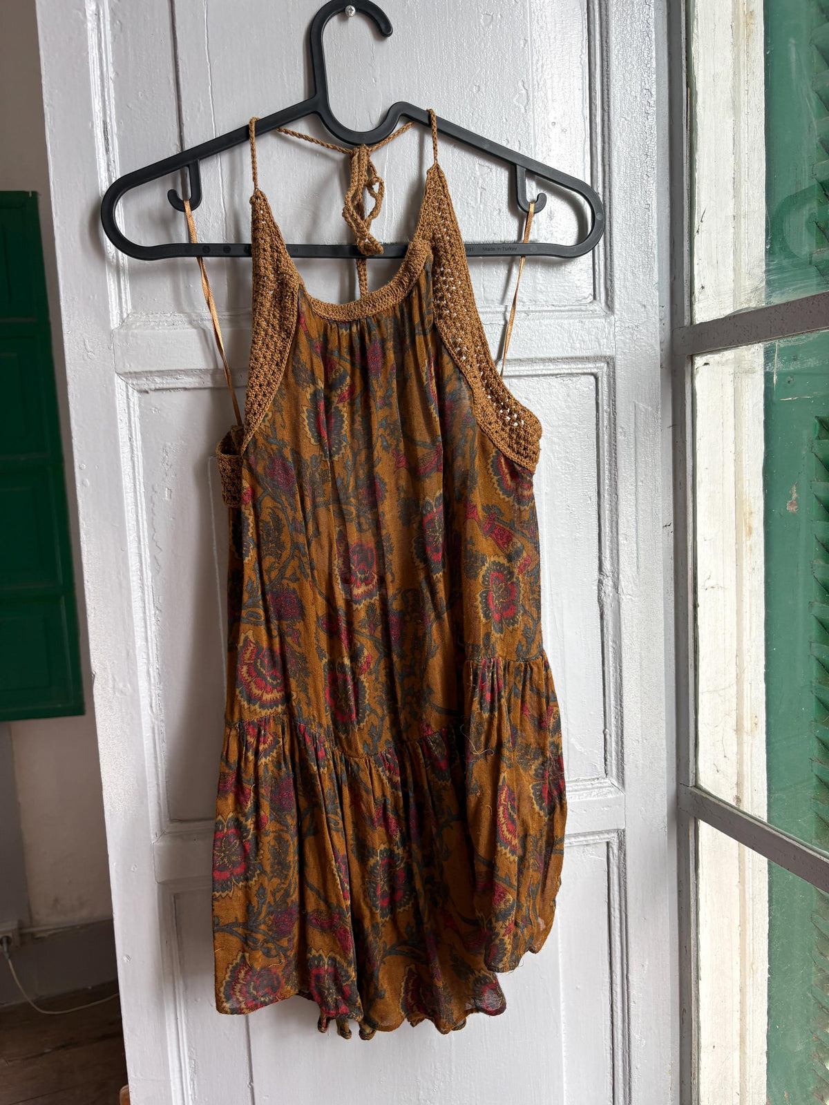 Boho Halter Top, Festival Summer Top, Open Back Bohemian Blouse, Crochet Neck Top, Earth Tone Paisley Top, Y2K Hippie Festival Clothing