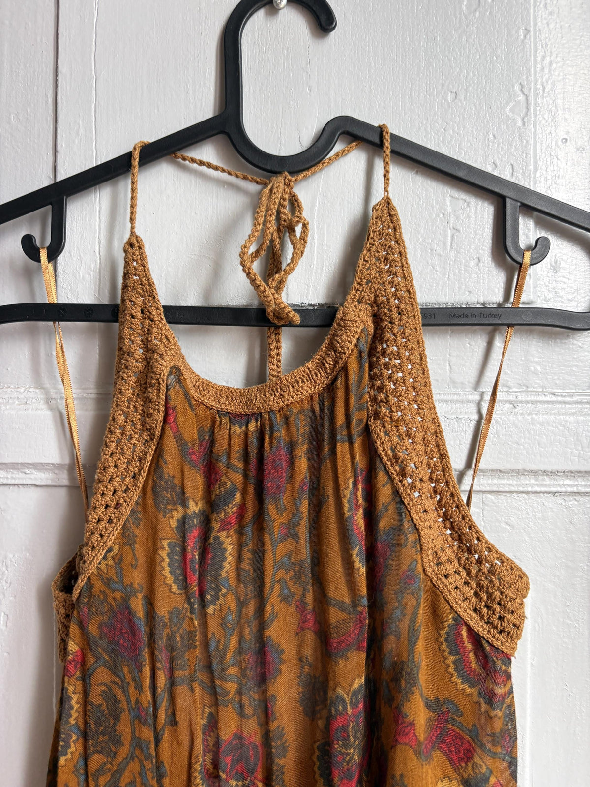 Boho Halter Top, Festival Summer Top, Open Back Bohemian Blouse, Crochet Neck Top, Earth Tone Paisley Top, Y2K Hippie Festival Clothing