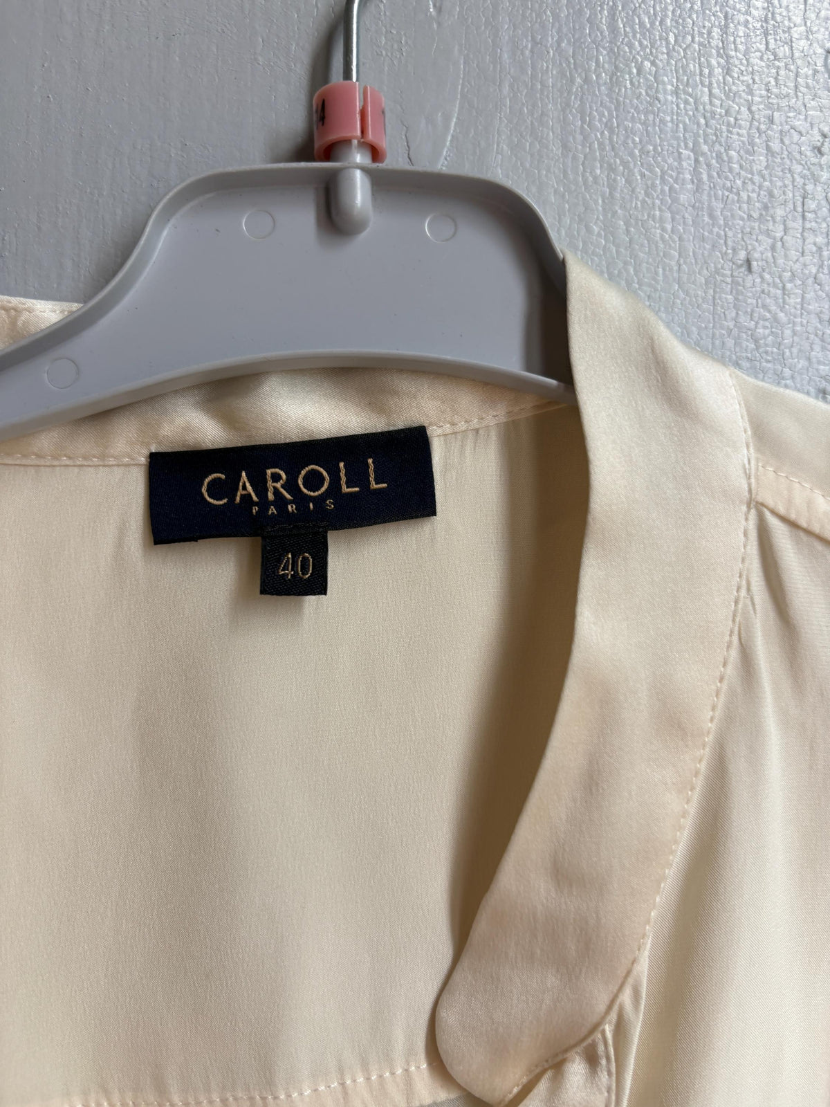 Caroll Paris 100% Silk Blouse, Luxury Ivory Silk Shirt, French Designer Top, Minimalist Office Blouse, Women's Silk Button Shirt