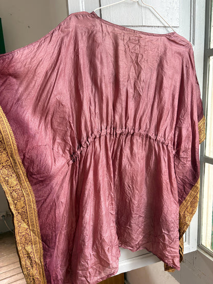 Silk Boho Tunic, Burgundy Silk Kaftan Top, Bohemian Festival Blouse, Oversized Silk Tunic, Luxe Resort Cover Up, One Size