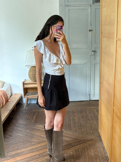 Black Mini Skirt, Cotton A Line Skirt, Y2K Minimalist Skirt, Casual Summer Skirt, Everyday Wardrobe Essential, EU 38