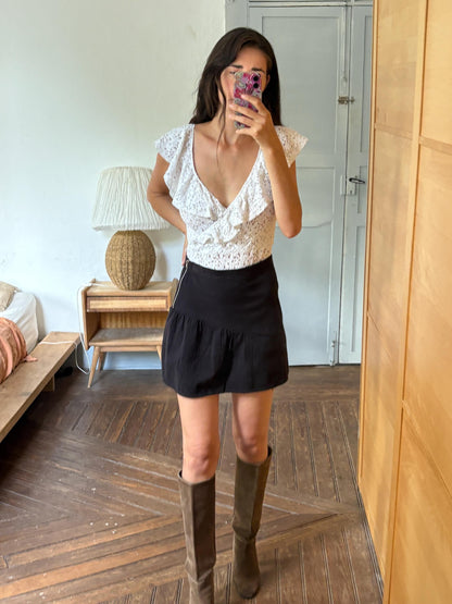 Black Mini Skirt, Cotton A Line Skirt, Y2K Minimalist Skirt, Casual Summer Skirt, Everyday Wardrobe Essential, EU 38