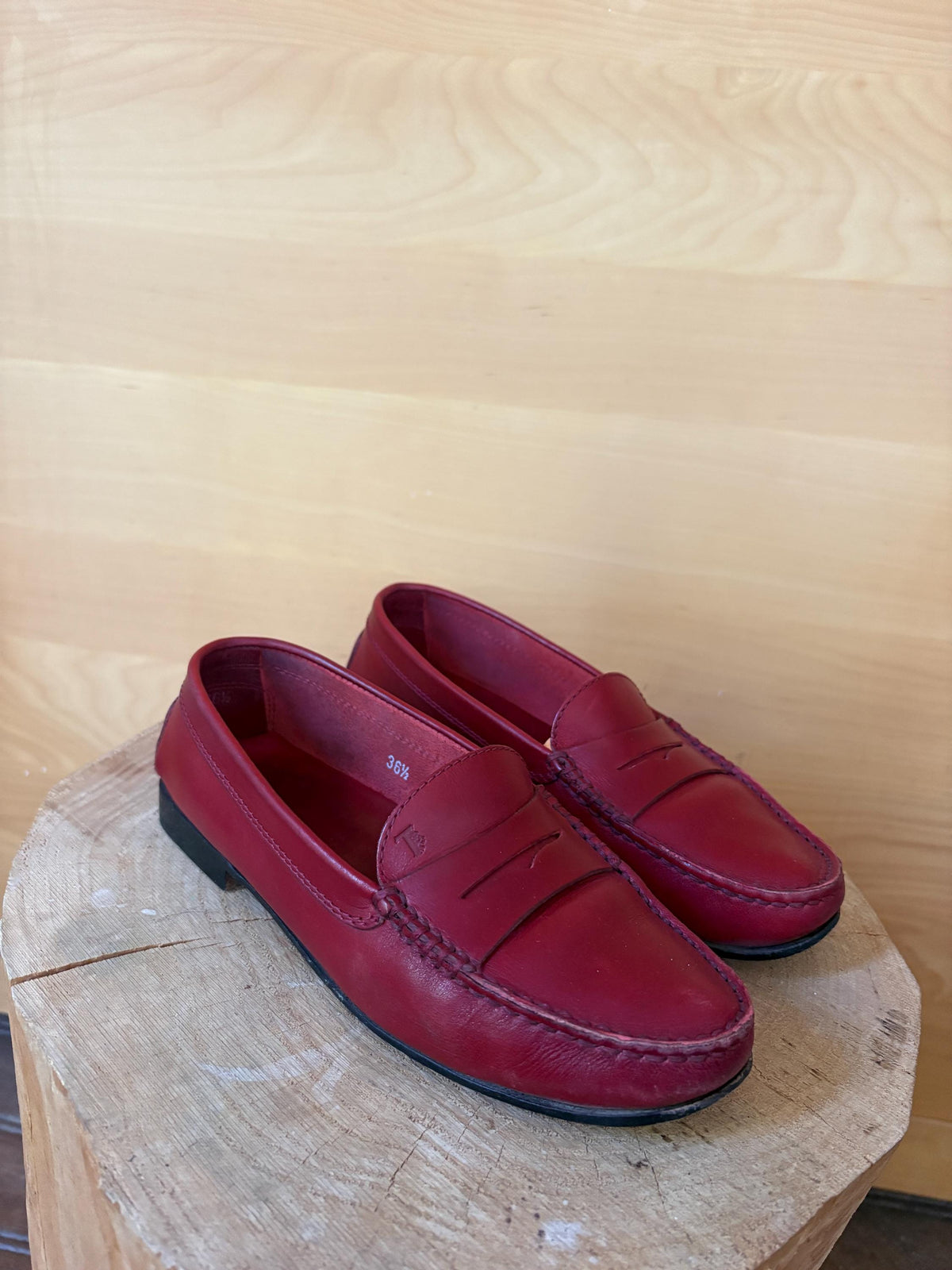 TOD'S Red Leather Loafers | Italian Luxury Penny Loafers | Cherry Red Driving Shoes | Quietly Expensive Energy | EU 36.5