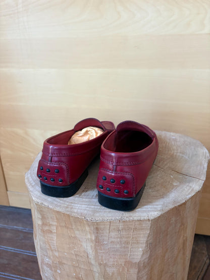 TOD'S Red Leather Loafers | Italian Luxury Penny Loafers | Cherry Red Driving Shoes | Quietly Expensive Energy | EU 36.5