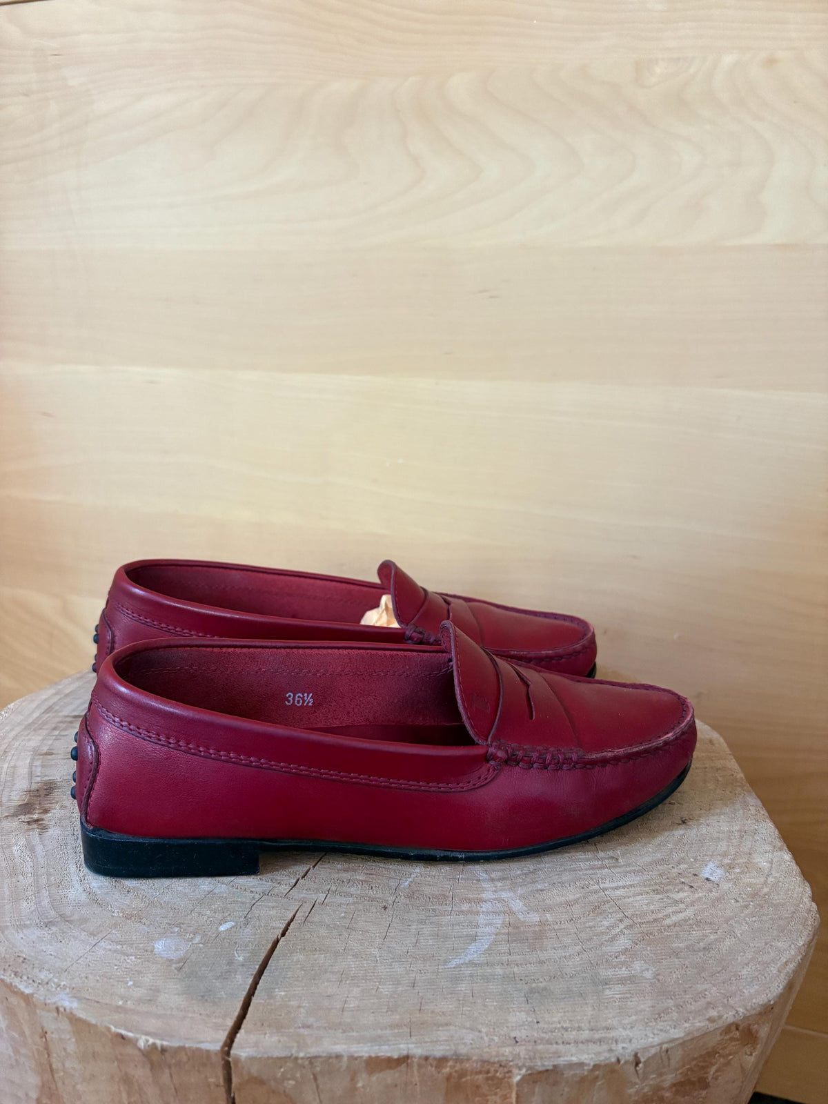 TOD'S Red Leather Loafers | Italian Luxury Penny Loafers | Cherry Red Driving Shoes | Quietly Expensive Energy | EU 36.5