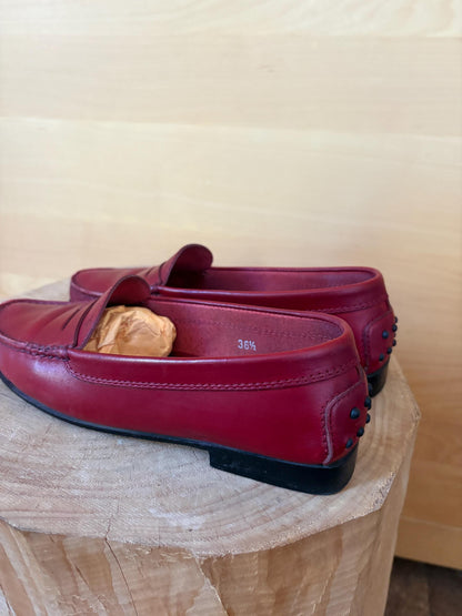 TOD'S Red Leather Loafers | Italian Luxury Penny Loafers | Cherry Red Driving Shoes | Quietly Expensive Energy | EU 36.5