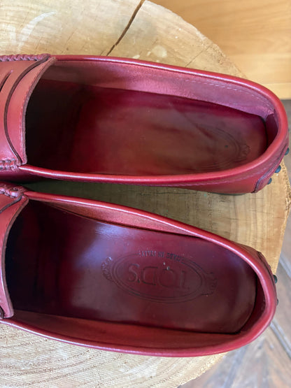 TOD'S Red Leather Loafers | Italian Luxury Penny Loafers | Cherry Red Driving Shoes | Quietly Expensive Energy | EU 36.5