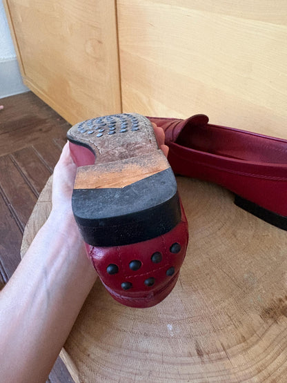 TOD'S Red Leather Loafers | Italian Luxury Penny Loafers | Cherry Red Driving Shoes | Quietly Expensive Energy | EU 36.5