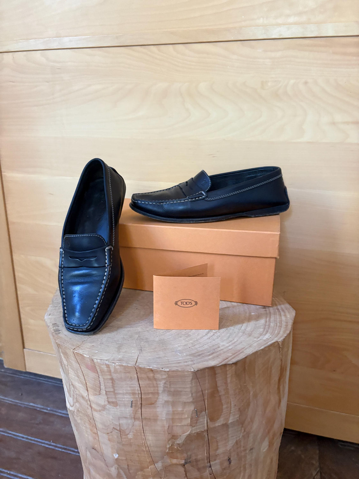 TOD'S Black Leather Penny Loafers | Italian Luxury Shoes | Women's EU 36.5 | Original Box Included