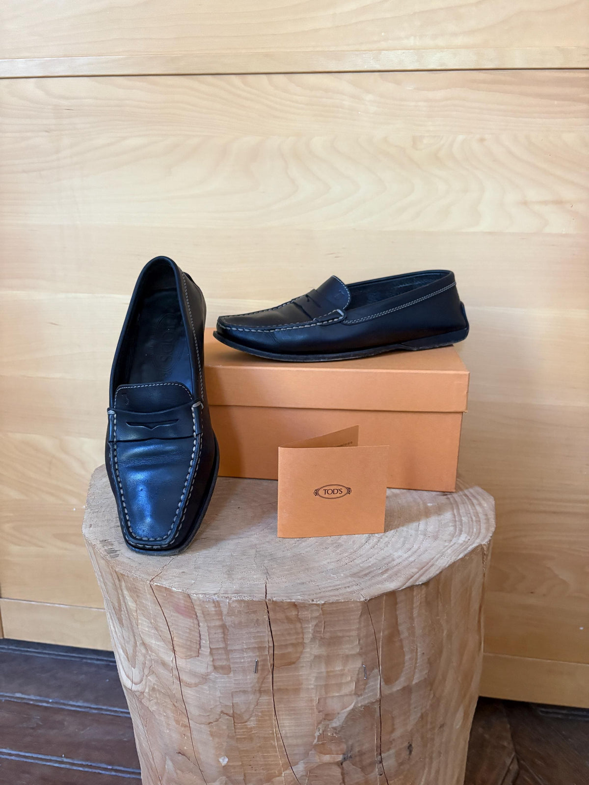 TOD'S Black Leather Penny Loafers | Italian Luxury Shoes | Women's EU 36.5 | Original Box Included