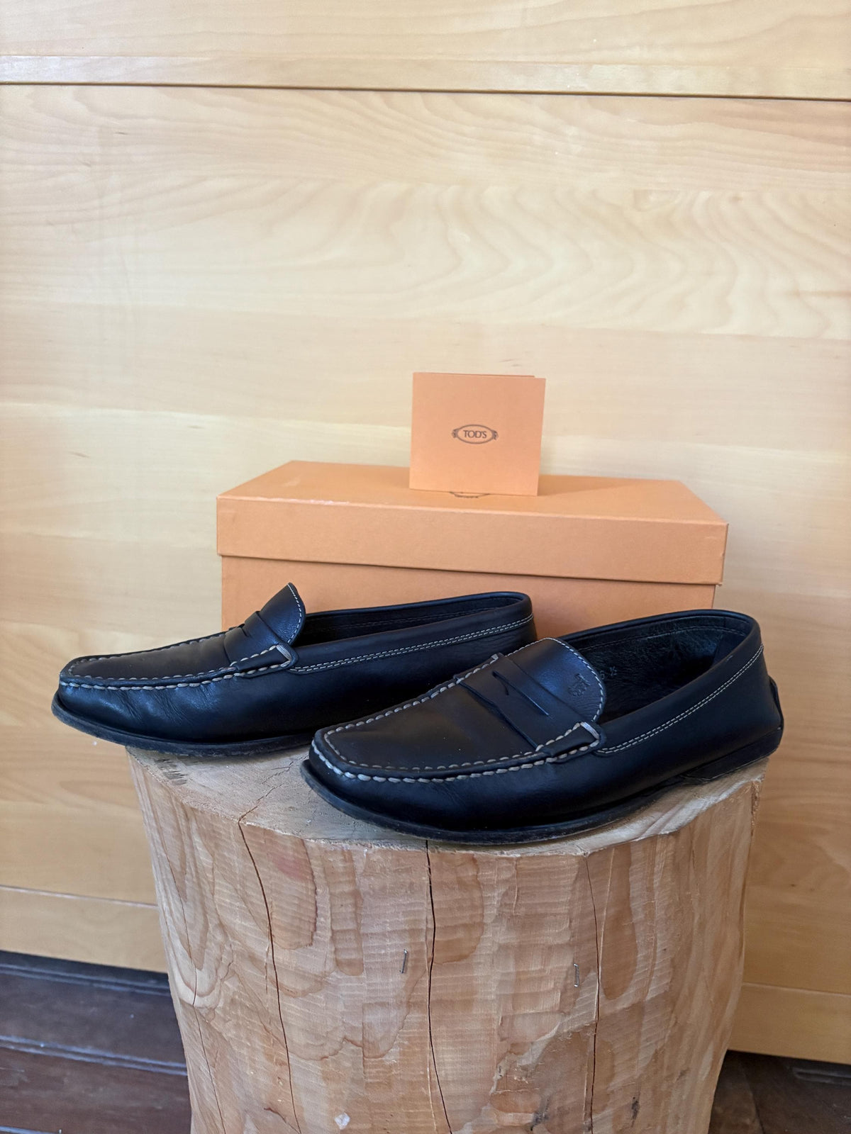 TOD'S Black Leather Penny Loafers | Italian Luxury Shoes | Women's EU 36.5 | Original Box Included