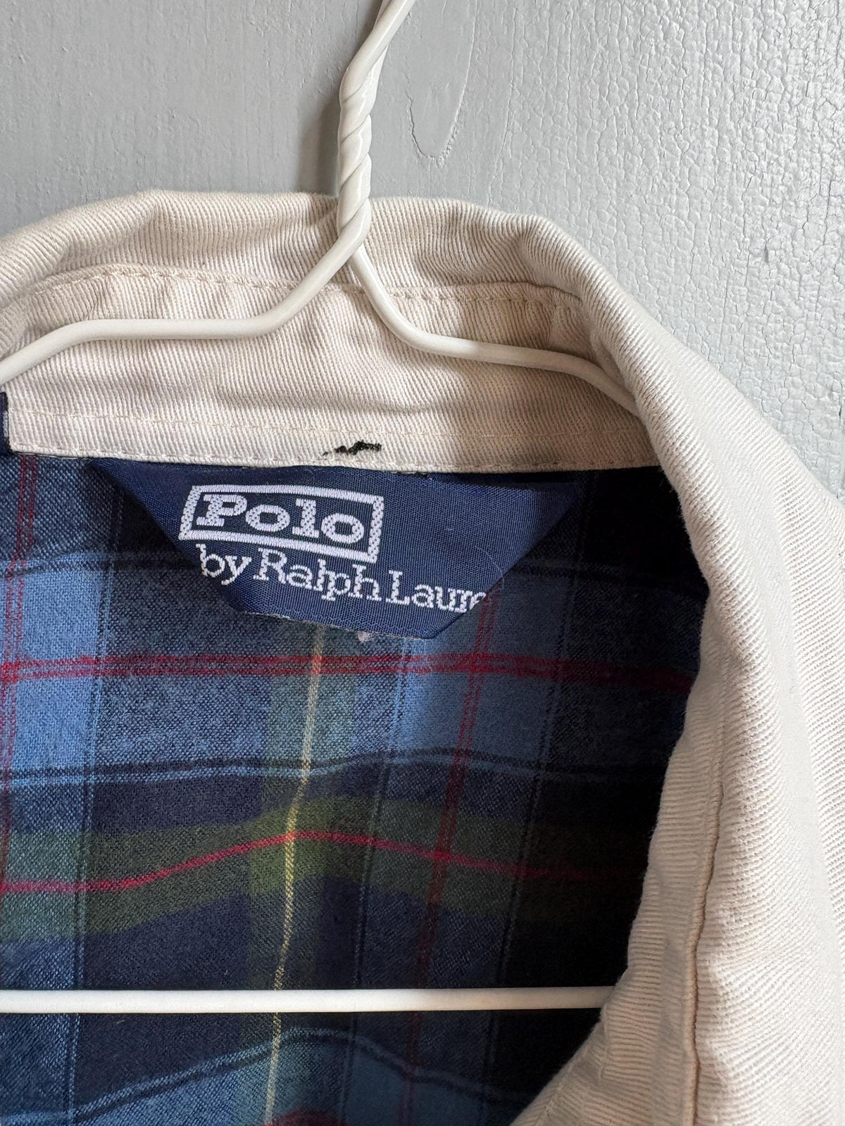 Vintage Polo Ralph Lauren Jacket, Beige Harrington Jacket, Plaid Lined Cotton Jacket, Men's Classic Zip Jacket, Preppy Old Money Coat