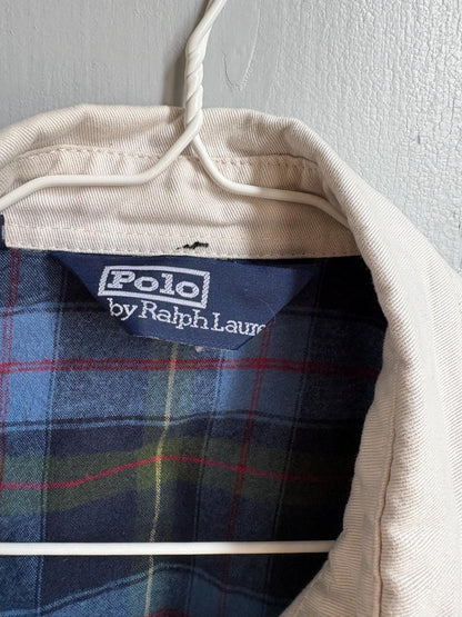 Vintage Polo Ralph Lauren Jacket, Beige Harrington Jacket, Plaid Lined Cotton Jacket, Men's Classic Zip Jacket, Preppy Old Money Coat