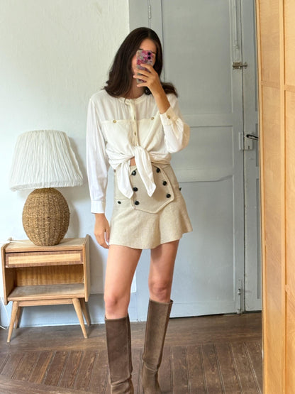 Massimo Dutti White Button Up Shirt, Minimalist Cotton Blouse, Women's White Shirt, Office Shirt,  Luxury Top, Capsule Wardrobe