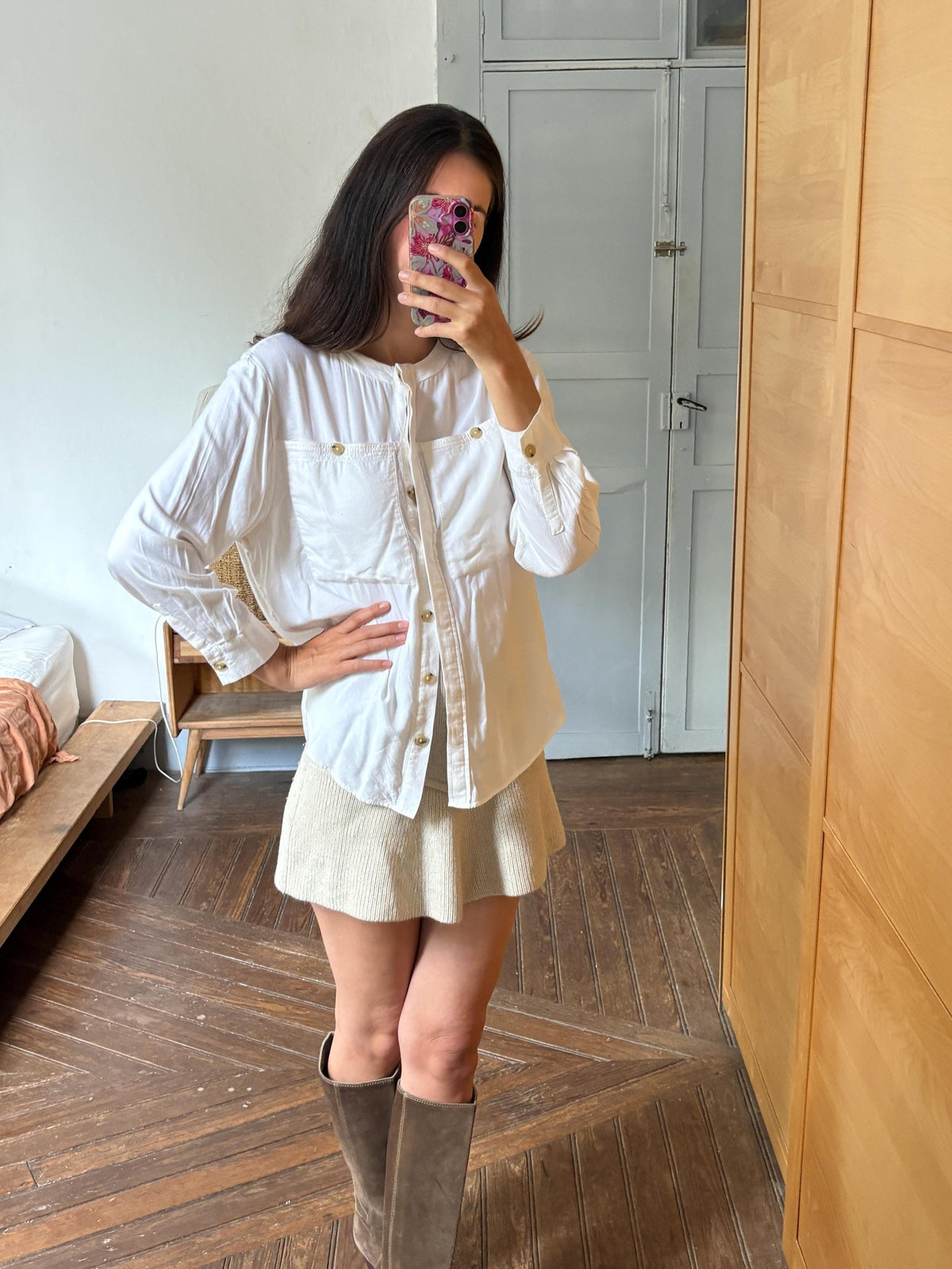 Massimo Dutti White Button Up Shirt, Minimalist Cotton Blouse, Women's White Shirt, Office Shirt,  Luxury Top, Capsule Wardrobe