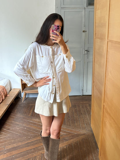 Massimo Dutti White Button Up Shirt, Minimalist Cotton Blouse, Women's White Shirt, Office Shirt,  Luxury Top, Capsule Wardrobe
