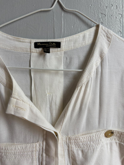 Massimo Dutti White Button Up Shirt, Minimalist Cotton Blouse, Women's White Shirt, Office Shirt,  Luxury Top, Capsule Wardrobe
