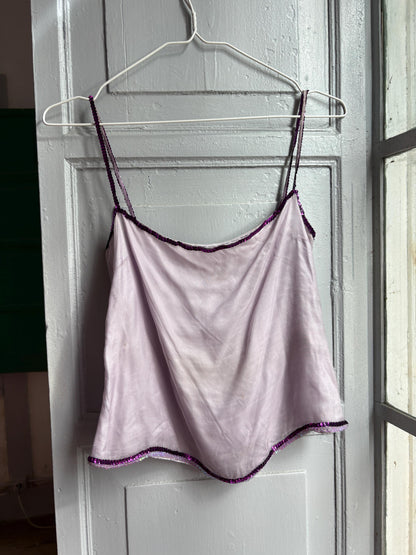 Vintage Silk Camisole Top, Pink Sequin Cami, Y2K Silk Tank Top, Fairy Grunge, Party Top, Women's Vintage Lingerie Style