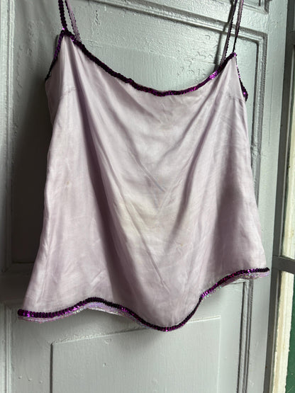 Vintage Silk Camisole Top, Pink Sequin Cami, Y2K Silk Tank Top, Fairy Grunge, Party Top, Women's Vintage Lingerie Style