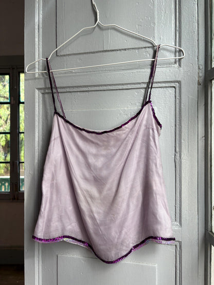 Vintage Silk Camisole Top, Pink Sequin Cami, Y2K Silk Tank Top, Fairy Grunge, Party Top, Women's Vintage Lingerie Style