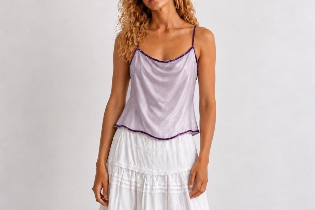 Vintage Silk Camisole Top, Pink Sequin Cami, Y2K Silk Tank Top, Fairy Grunge, Party Top, Women's Vintage Lingerie Style
