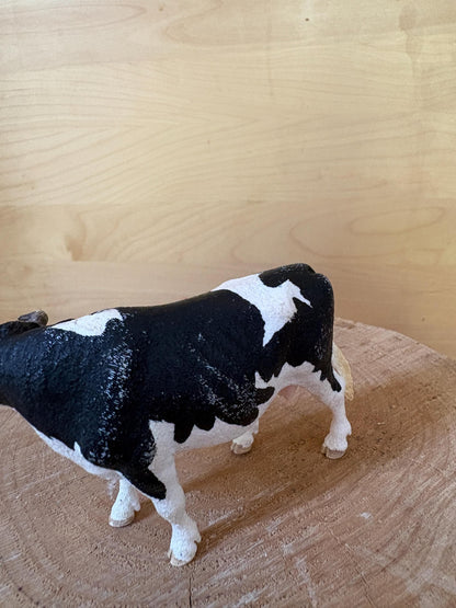 Schleich Black & White Bull Figure, Vintage Farm Animal Toy, German Collectible, Realistic Cow Figurine, Farm Play Toy