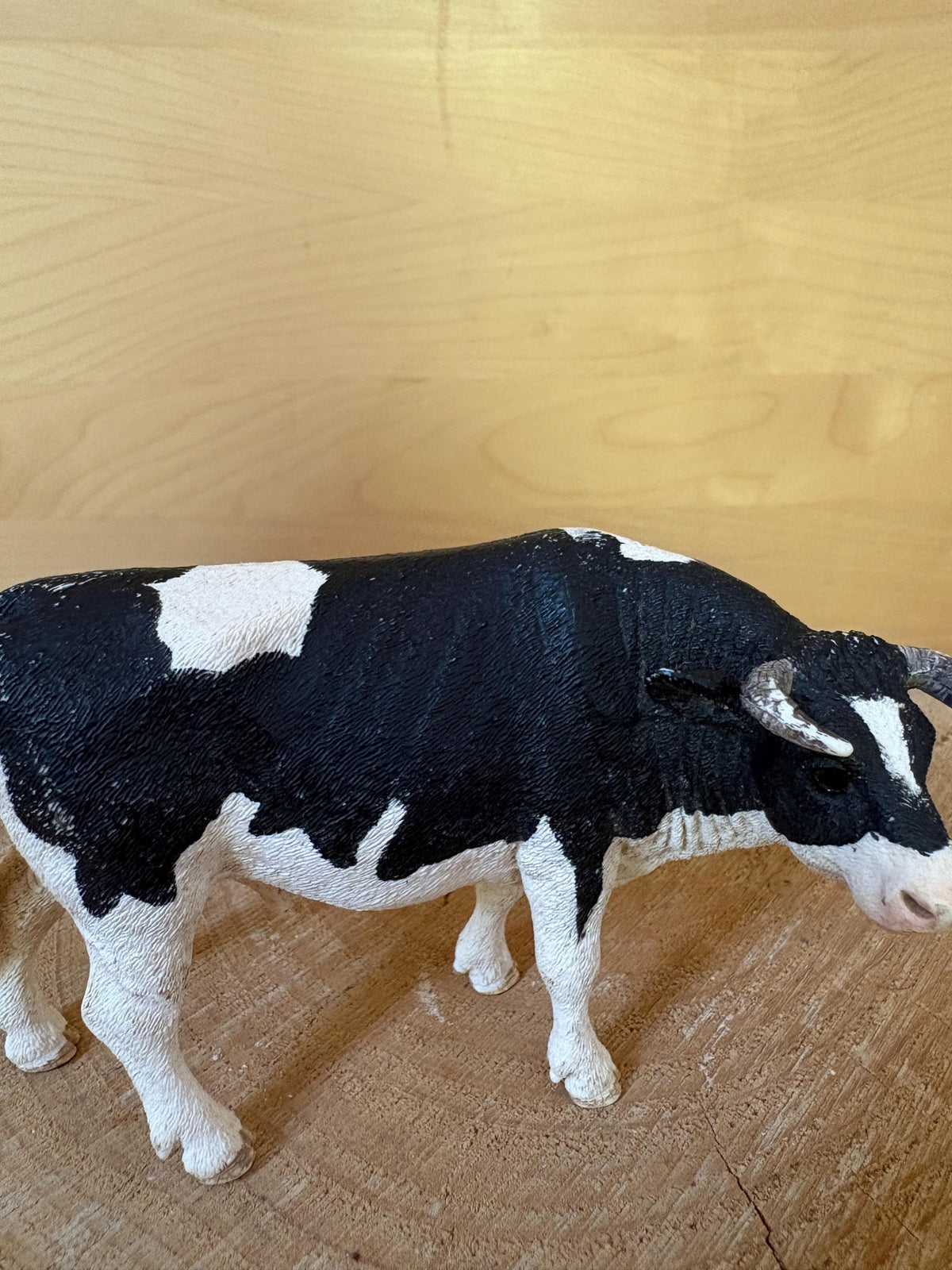 Schleich Black & White Bull Figure, Vintage Farm Animal Toy, German Collectible, Realistic Cow Figurine, Farm Play Toy