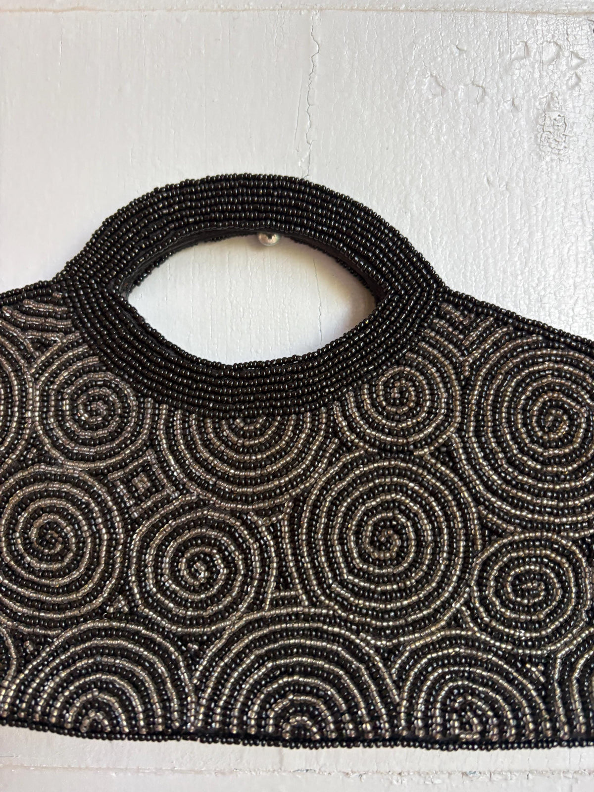 Black Beaded Evening Bag, Vintage Mini Handbag, Top Handle Purse, Y2K Party Bag, Shoulder Bag, Cocktail Clutch
