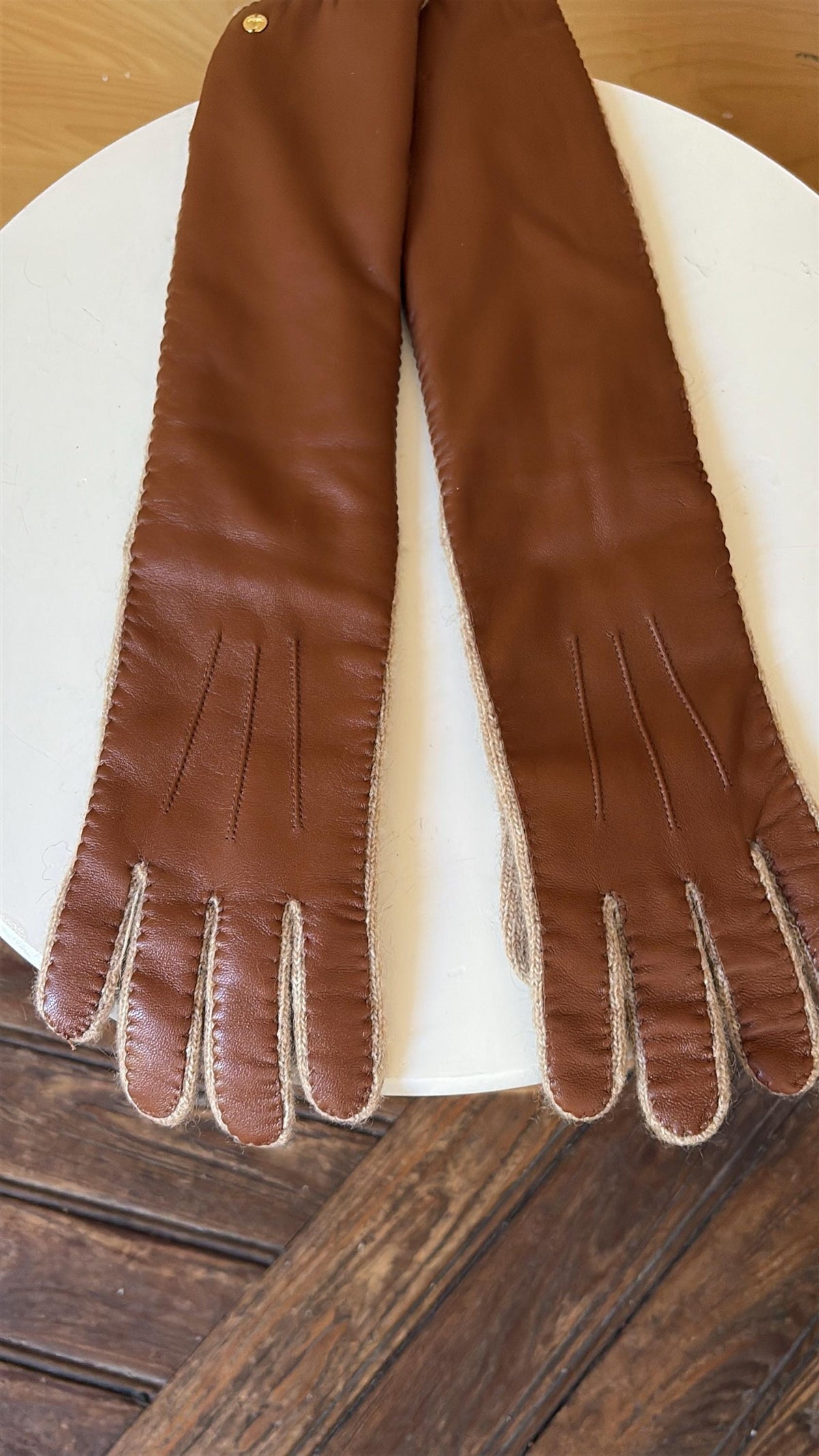 Luxe Long Sheepskin Leather Gloves | Butter Soft | Women's M | Wool Knit | Quiet Main Character Energy