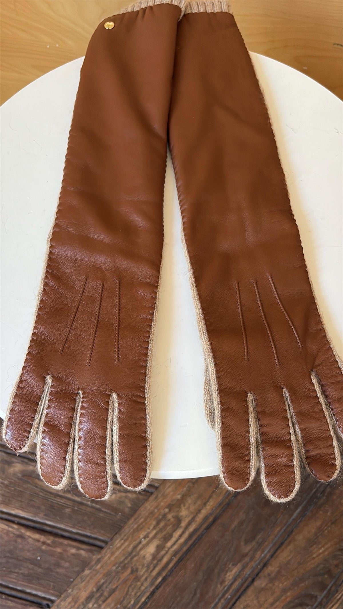 Luxe Long Sheepskin Leather Gloves | Butter Soft | Women's M | Wool Knit | Quiet Main Character Energy