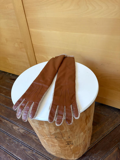 Luxe Long Sheepskin Leather Gloves | Butter Soft | Women's M | Wool Knit | Quiet Main Character Energy