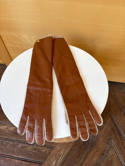 Luxe Long Sheepskin Leather Gloves | Butter Soft | Women's M | Wool Knit | Quiet Main Character Energy