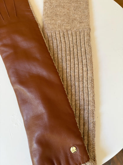 Luxe Long Sheepskin Leather Gloves | Butter Soft | Women's M | Wool Knit | Quiet Main Character Energy