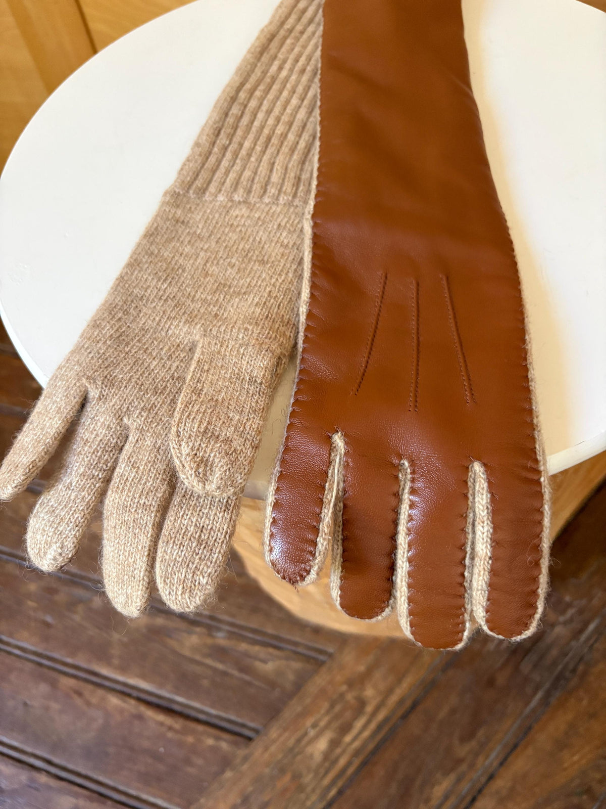 Luxe Long Sheepskin Leather Gloves | Butter Soft | Women's M | Wool Knit | Quiet Main Character Energy