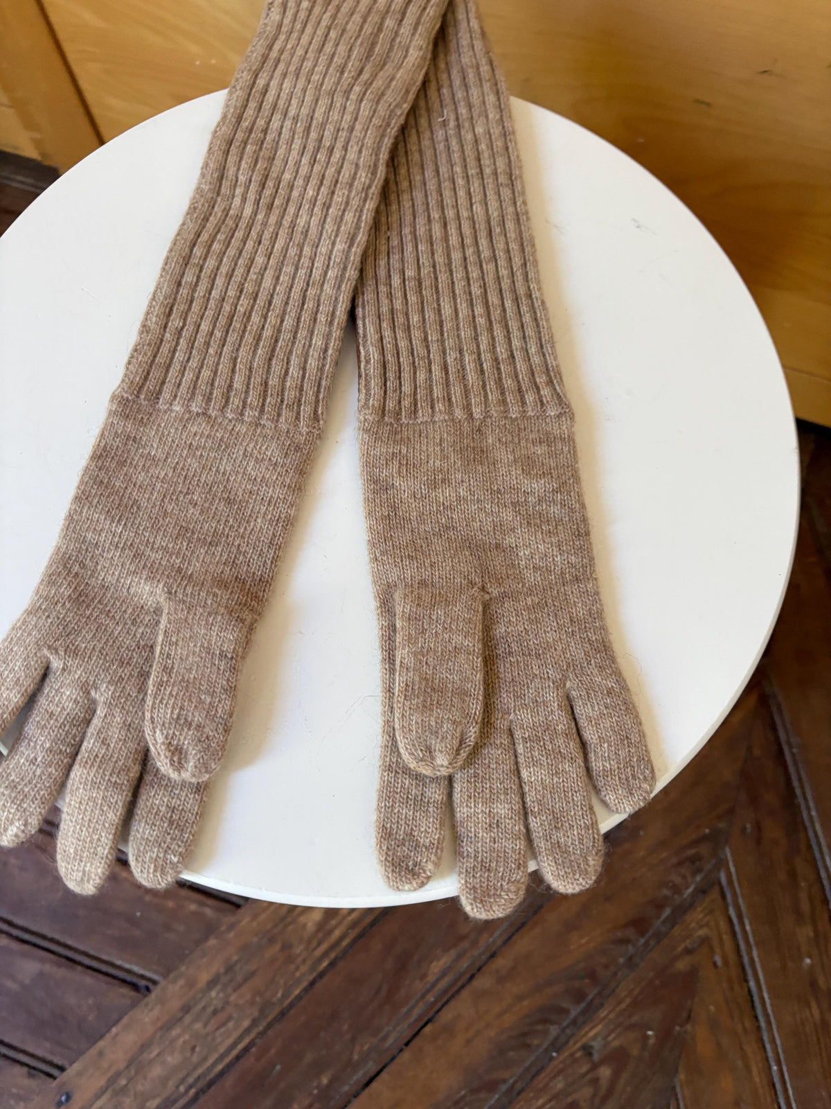 Luxe Long Sheepskin Leather Gloves | Butter Soft | Women's M | Wool Knit | Quiet Main Character Energy