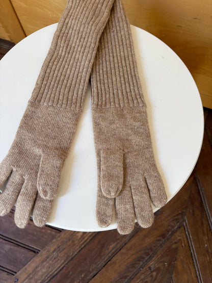 Luxe Long Sheepskin Leather Gloves | Butter Soft | Women's M | Wool Knit | Quiet Main Character Energy
